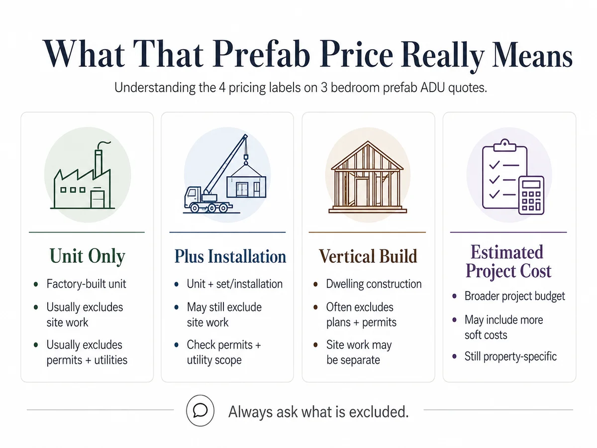 3 bedroom prefab ADU cost 2026 verified provider prices and build-method ranges