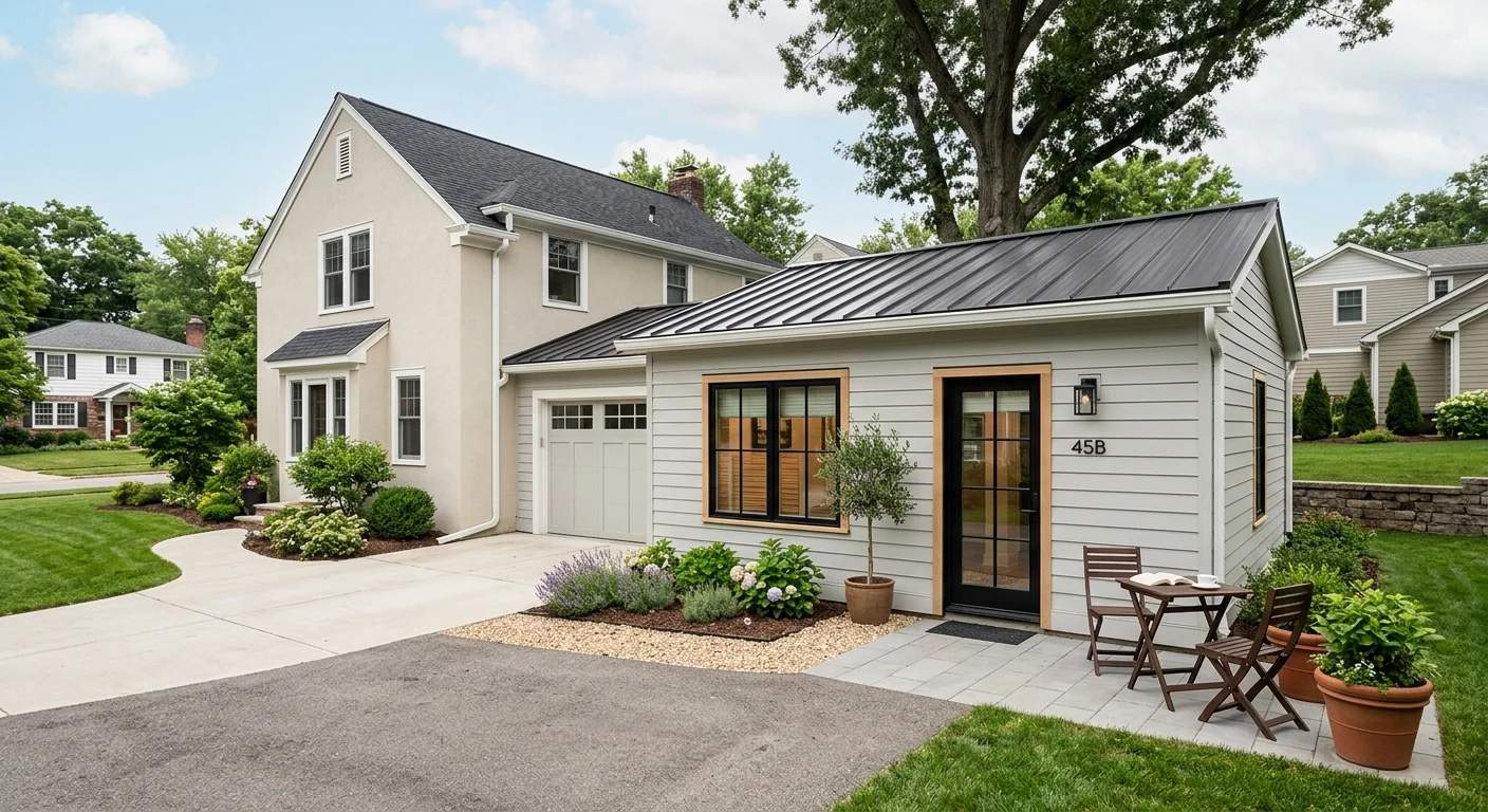 Garage conversion ADU attached to the main house — a common HELOC-financed project type with lower costs and faster timelines