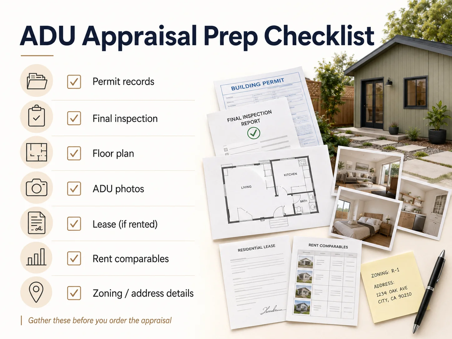 ADU appraisal preparation document checklist