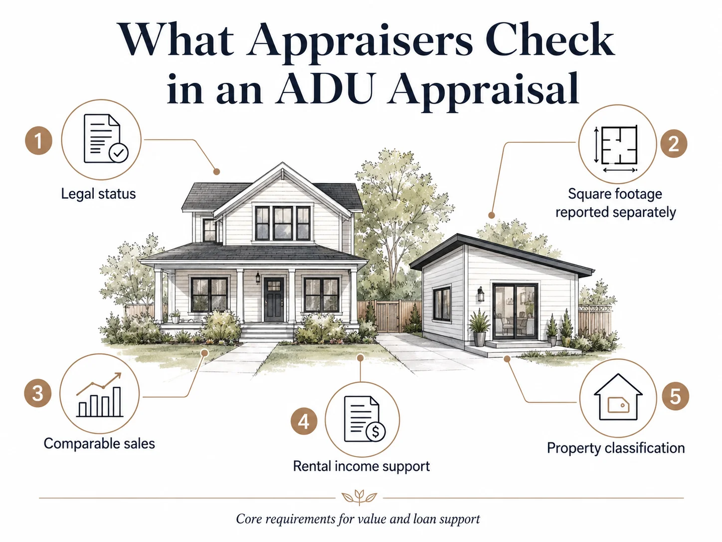 ADU appraisal rules differ by loan program — diagram of what appraisers check
