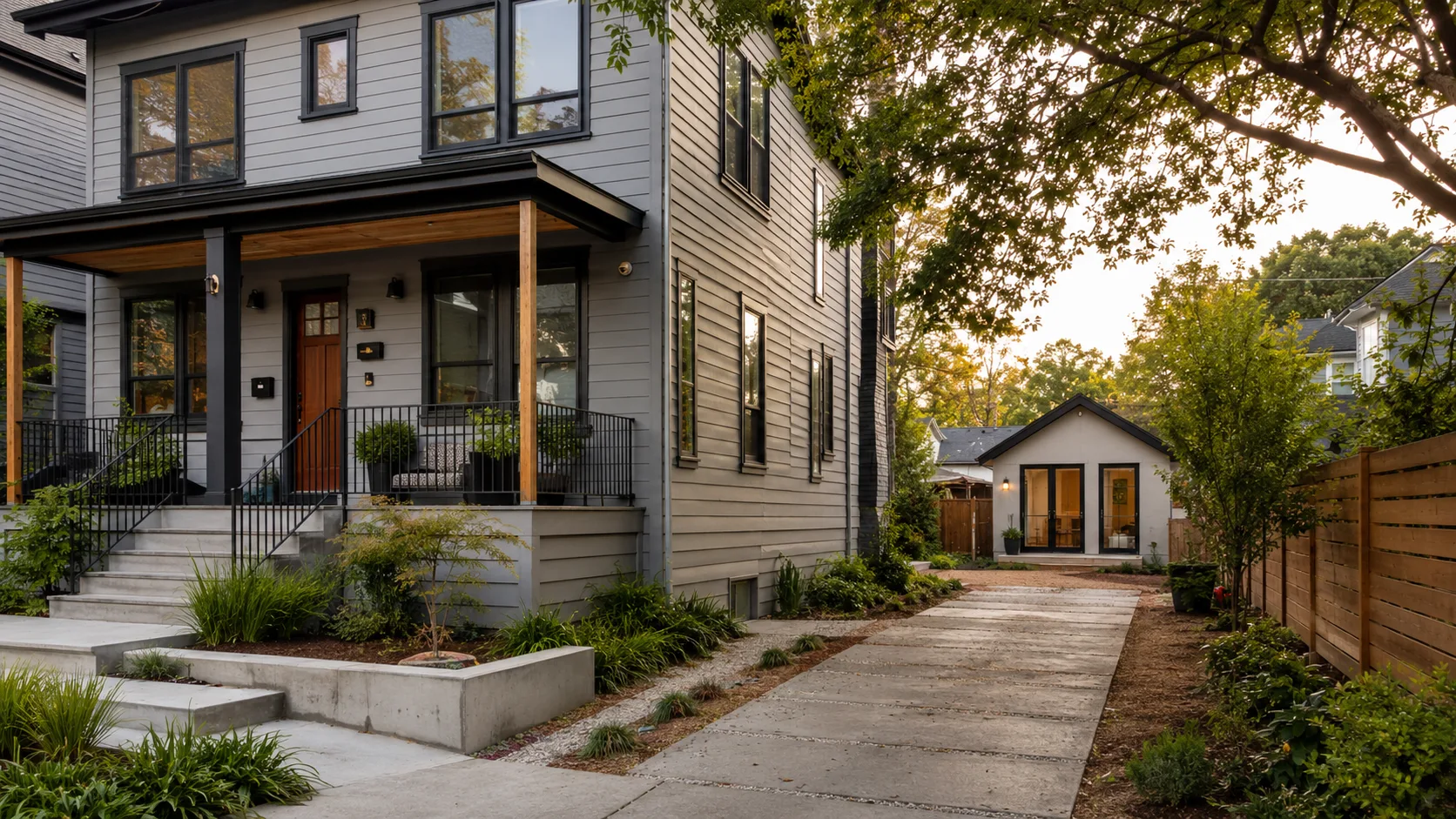 Multifamily property with a detached ADU visible behind the main building — multifamily ADU financing guide.