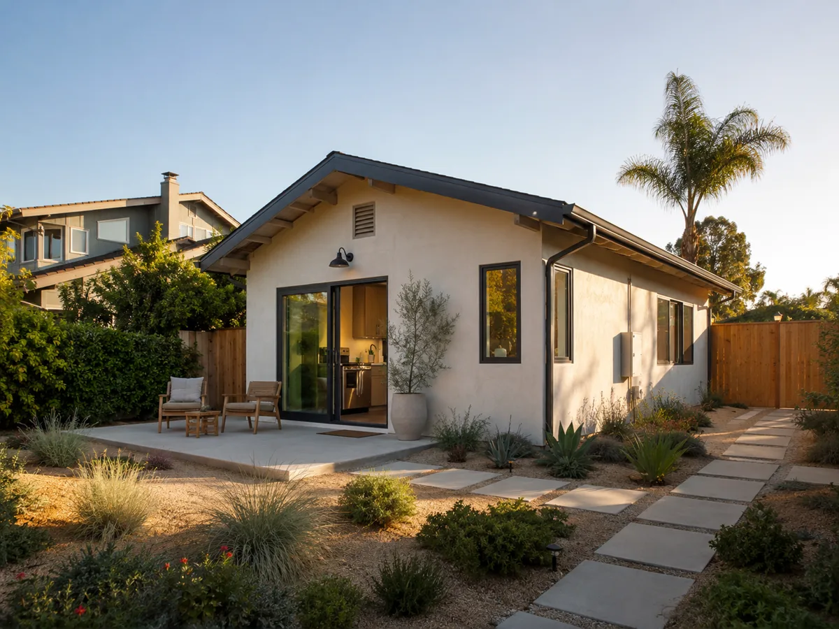 Four Carlsbad permit-ready ADU plan footprints \u2014 400, 680, 800, and approximately 1,000 sq ft.