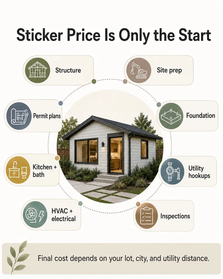 All-in cost to convert a Costco shed into a legal ADU, 2026 \u2014 sticker price is only the start.