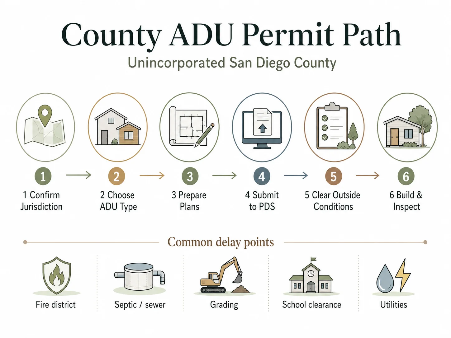 County of San Diego ADU permit process step-by-step path diagram