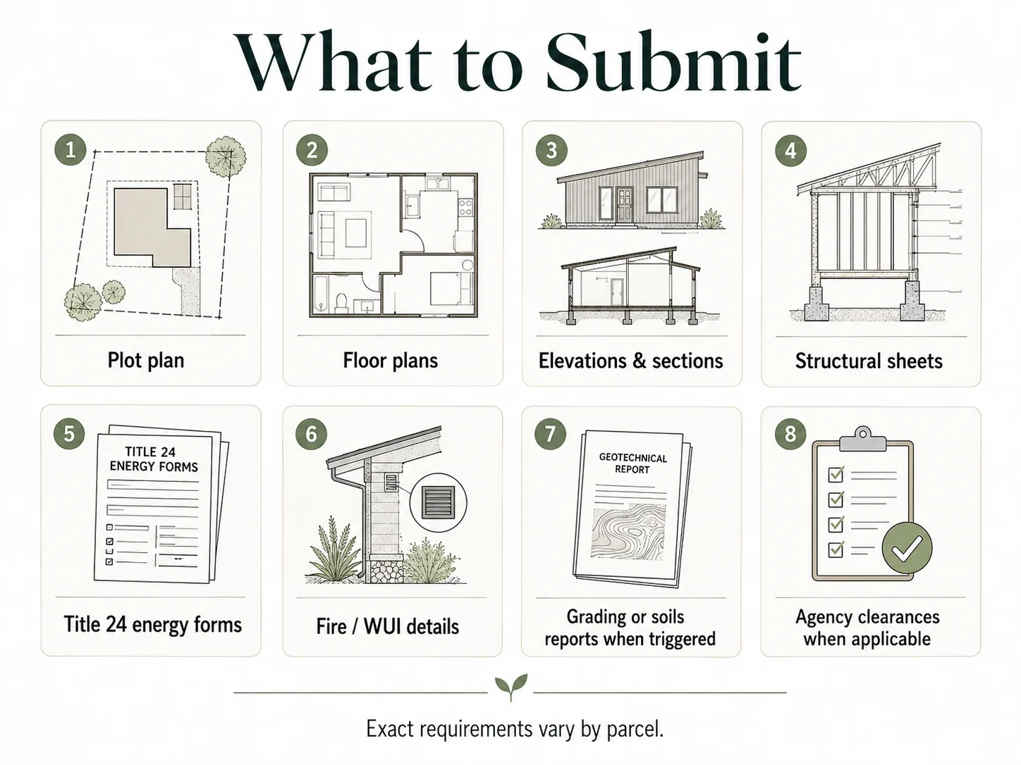 County of San Diego ADU permit submittal requirements checklist diagram
