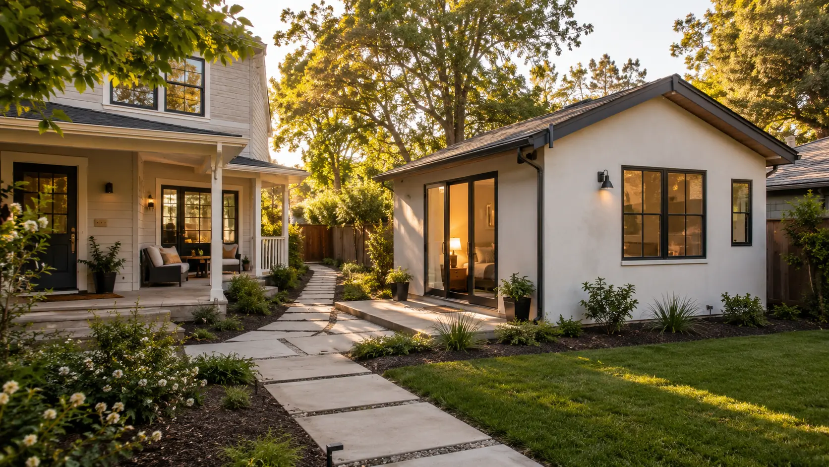 Modern detached ADU in a residential backyard — Fannie Mae vs Freddie Mac ADU rules comparison 2026