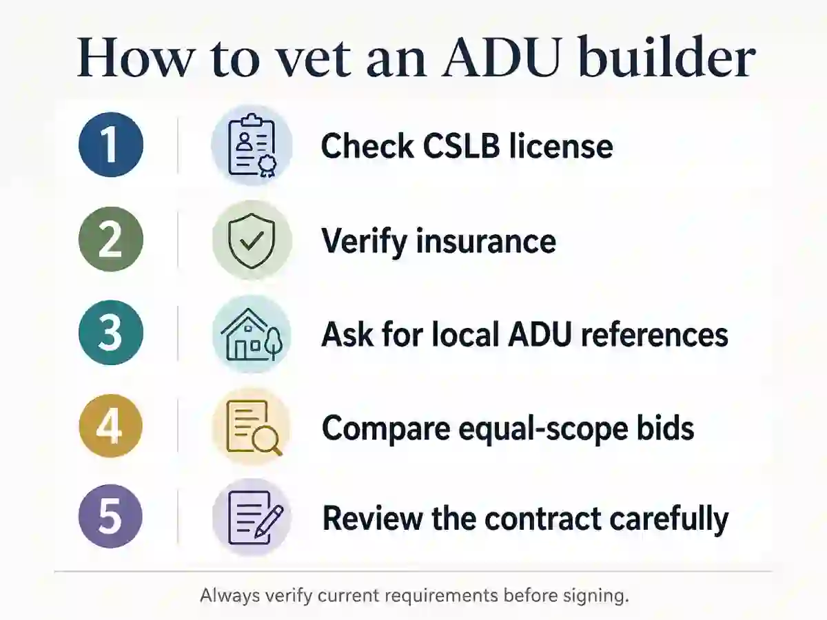 Preview of the 14-question La Mesa ADU builder interview checklist