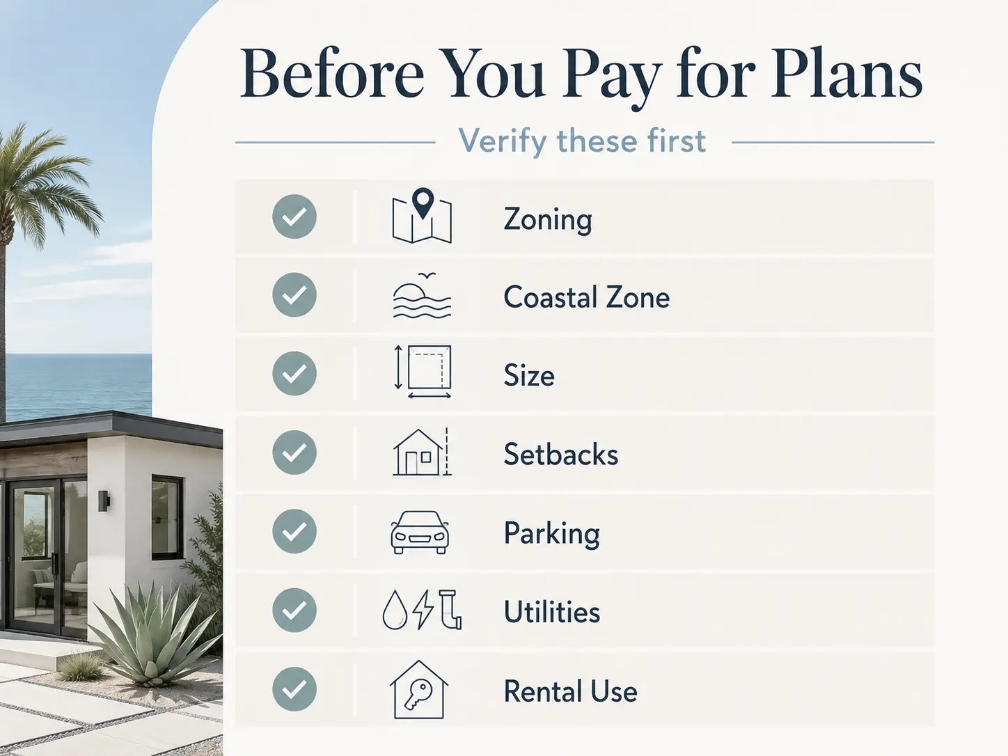 Before you pay for plans — Oceanside ADU pre-design checklist — The Dwelling Index