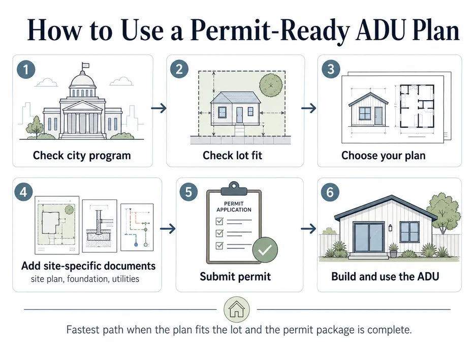 How to use a permit-ready ADU plan: 10-step checklist for homeowners.