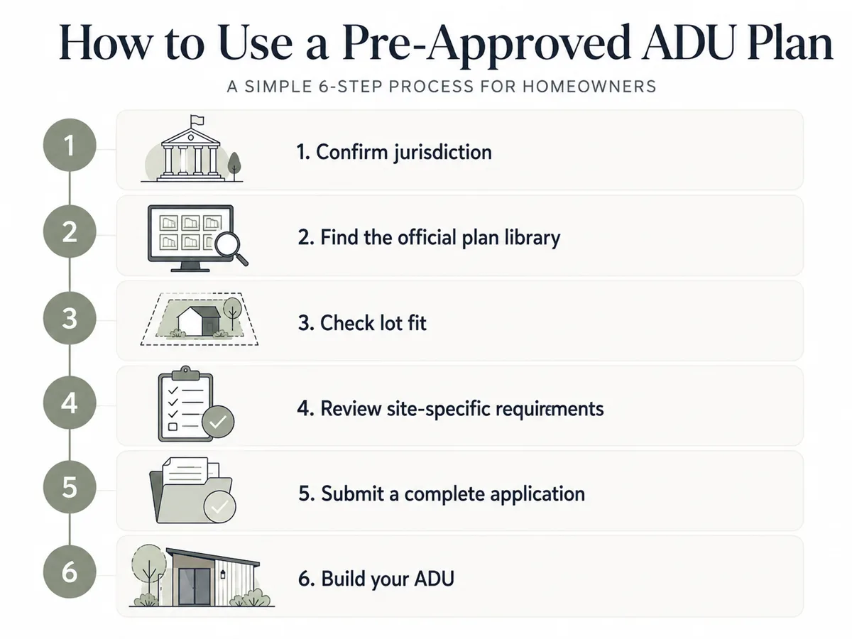 6-step process for using a pre-approved ADU plan without wasting money