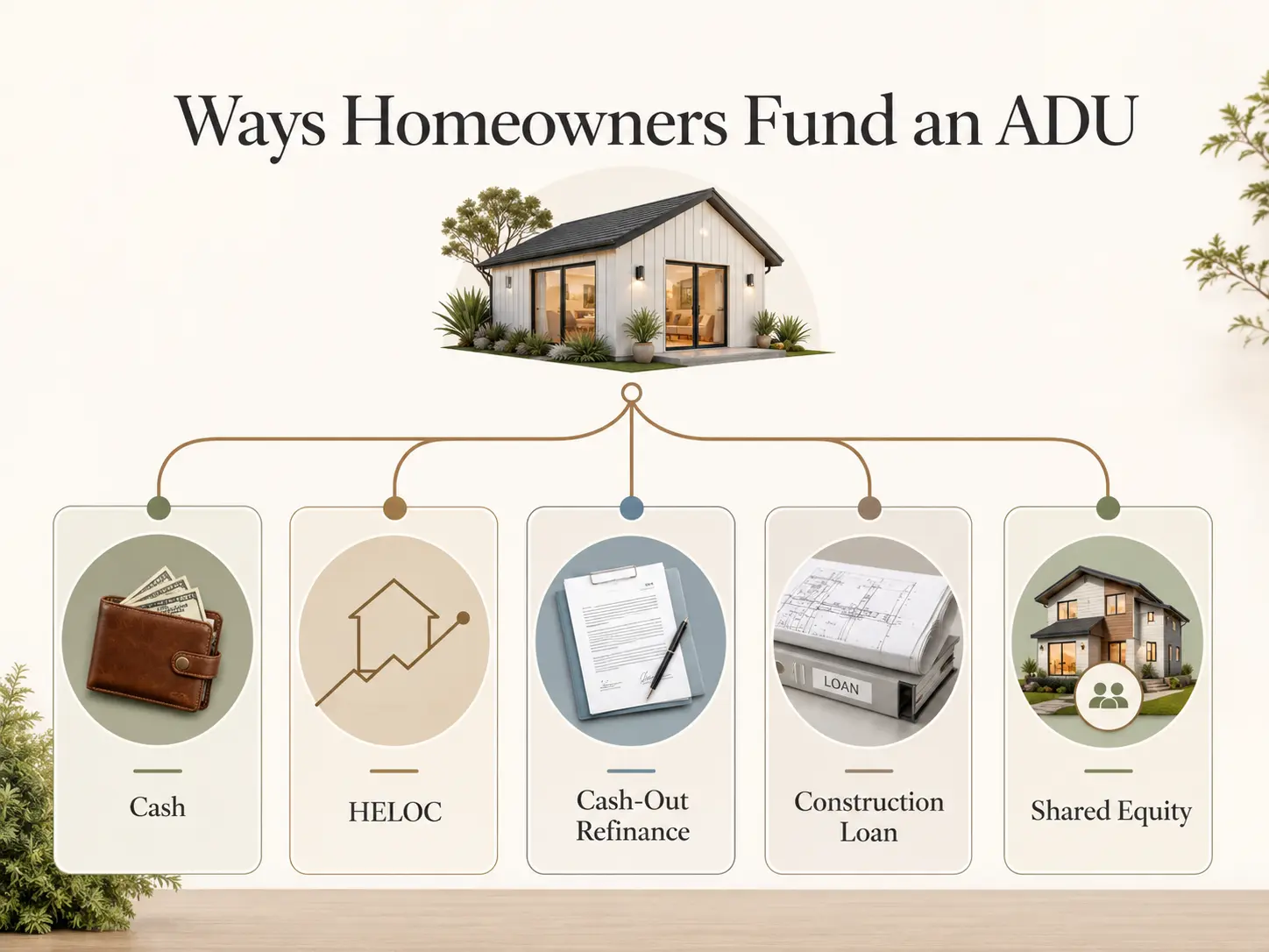 San Diego detached ADU financing options overview — HELOC, cash-out refi, construction loan