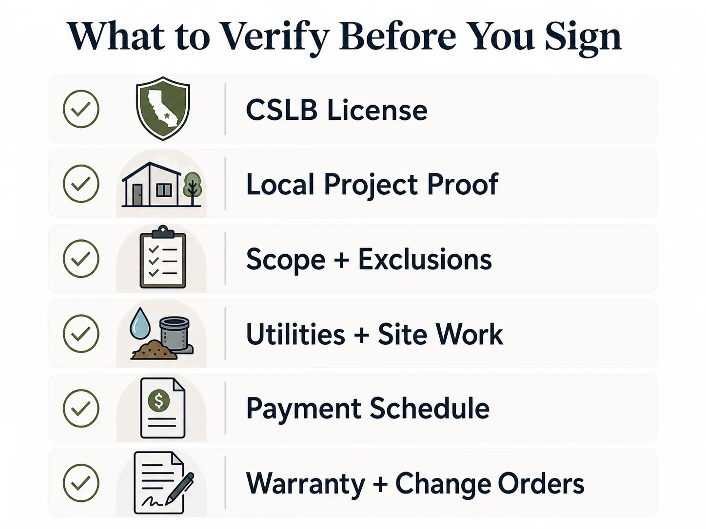 What to verify before you sign a San Marcos ADU builder contract — pre-hire checklist