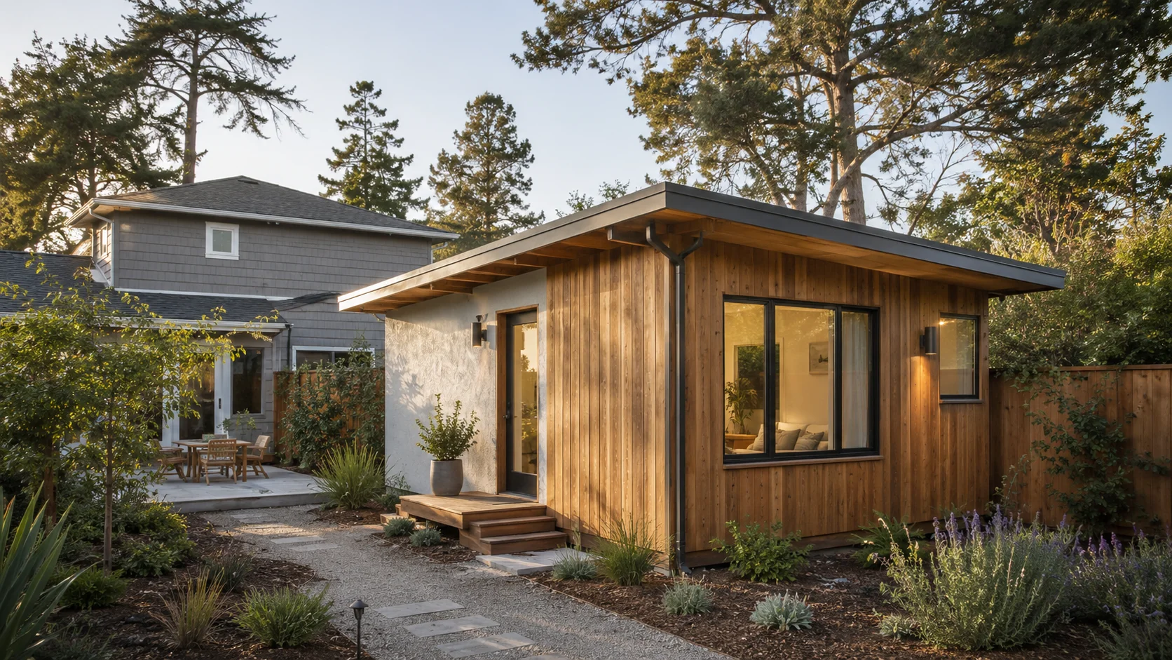 Detached ADU backyard cottage in unincorporated Santa Cruz County — the type of unit the ADU Incentives Program helps homeowners plan and build