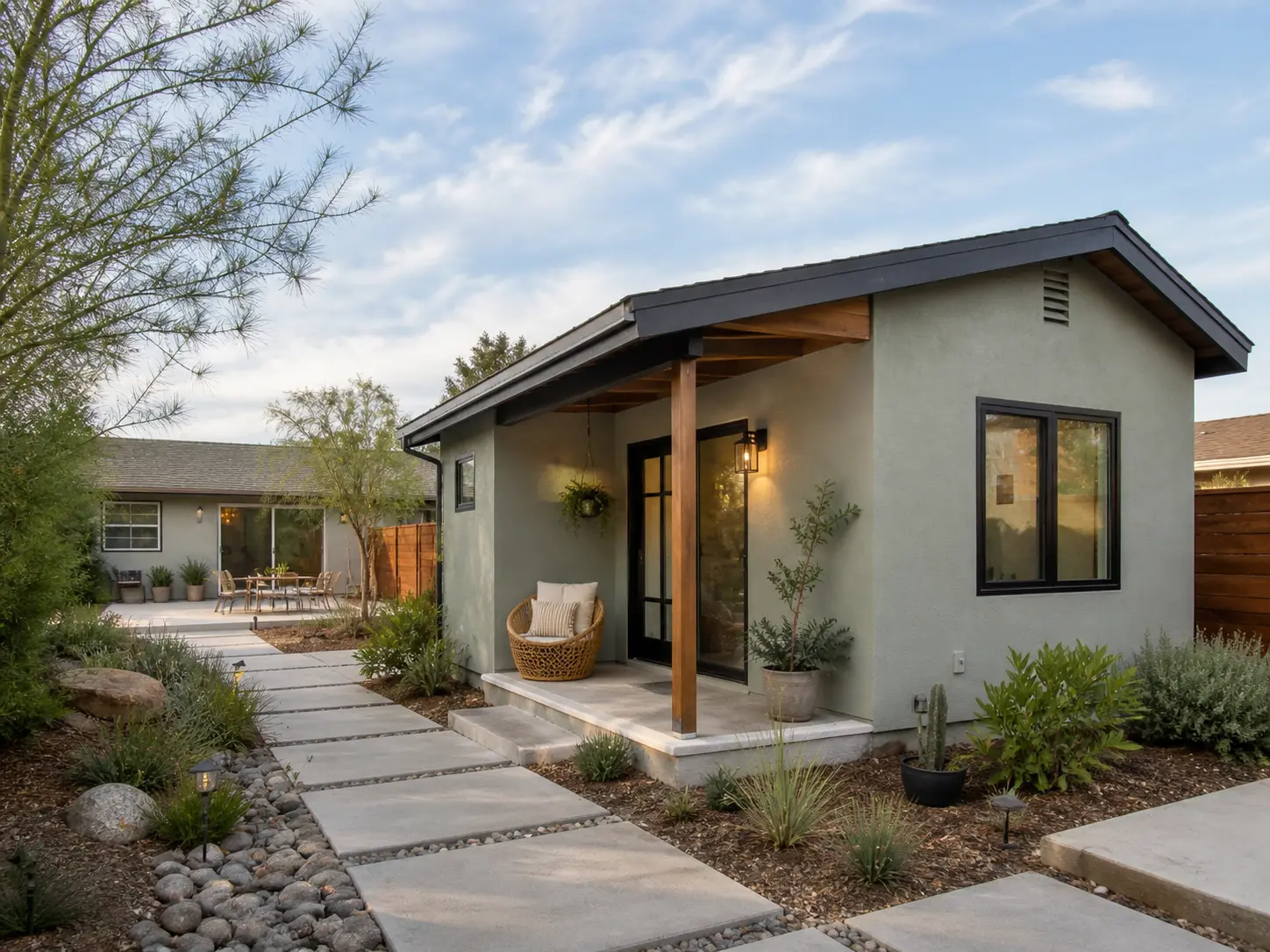 Single-family residential neighborhood in Santee, California with detached ADU on lot