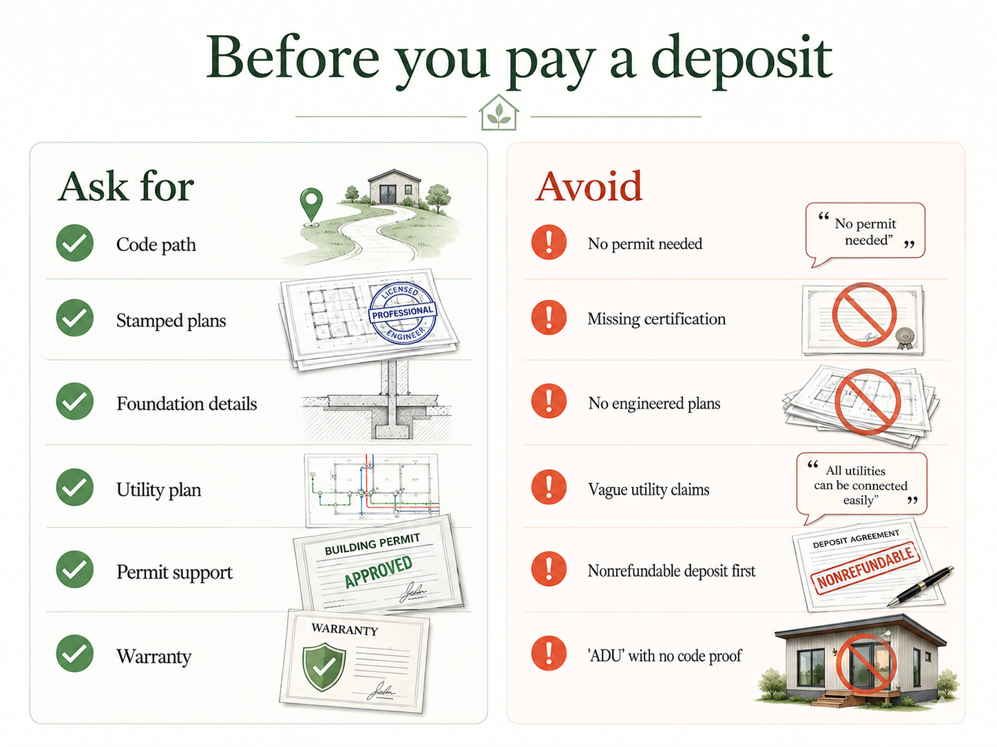 11-document checklist of what to request from portable ADU sellers before paying a deposit
